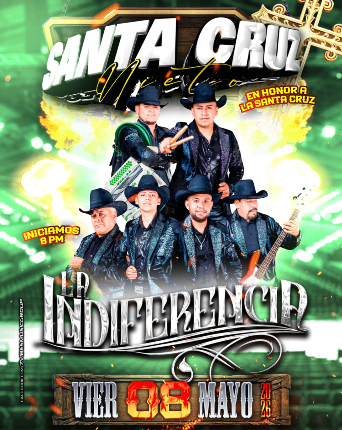 Flyer de baile con grupo musical